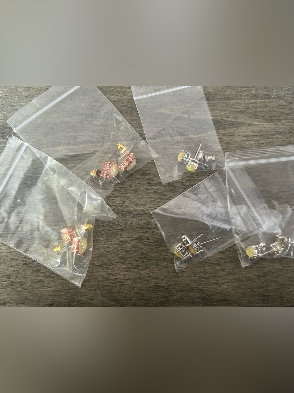 Assorted Stud Earrings with Iridescent Cabochons